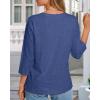image:imageCHICGAL Women 34 Sleeve Shirts Casual Dressy Crew Neck Tunic Tops Basic Blouse Loose FitB Deep Blue