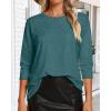 image:imageCHICGAL Women 34 Sleeve Shirts Casual Dressy Crew Neck Tunic Tops Basic Blouse Loose FitB Green