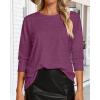 image:imageCHICGAL Women 34 Sleeve Shirts Casual Dressy Crew Neck Tunic Tops Basic Blouse Loose FitB Wine Red