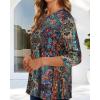 image:imageCHICGAL Women 34 Sleeve Shirts Casual Dressy Crew Neck Tunic Tops Basic Blouse Loose FitBohemian Print