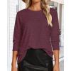 image:imageCHICGAL Women 34 Sleeve Shirts Casual Dressy Crew Neck Tunic Tops Basic Blouse Loose FitDeep Red
