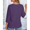 image:imageCHICGAL Women 34 Sleeve Shirts Casual Dressy Crew Neck Tunic Tops Basic Blouse Loose FitPurple
