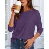 image:imageCHICGAL Women 34 Sleeve Shirts Casual Dressy Crew Neck Tunic Tops Basic Blouse Loose FitPurple