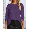 image:imageCHICGAL Women 34 Sleeve Shirts Casual Dressy Crew Neck Tunic Tops Basic Blouse Loose FitPurple