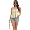 image:imageTube Tops for Women Strapless Tie Front Ruched Tops Peplum Flared Hem Casual Bandeau TopBeige