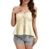 image:imageTube Tops for Women Strapless Tie Front Ruched Tops Peplum Flared Hem Casual Bandeau TopBeige
