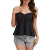 image:imageTube Tops for Women Strapless Tie Front Ruched Tops Peplum Flared Hem Casual Bandeau TopBlack