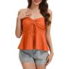 image:imageTube Tops for Women Strapless Tie Front Ruched Tops Peplum Flared Hem Casual Bandeau TopOrange
