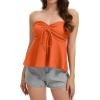 image:imageTube Tops for Women Strapless Tie Front Ruched Tops Peplum Flared Hem Casual Bandeau TopOrange