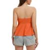 image:imageTube Tops for Women Strapless Tie Front Ruched Tops Peplum Flared Hem Casual Bandeau TopOrange