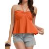 image:imageTube Tops for Women Strapless Tie Front Ruched Tops Peplum Flared Hem Casual Bandeau TopOrange