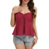 image:imageTube Tops for Women Strapless Tie Front Ruched Tops Peplum Flared Hem Casual Bandeau TopRed