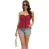 image:imageTube Tops for Women Strapless Tie Front Ruched Tops Peplum Flared Hem Casual Bandeau TopRed