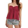image:imageTube Tops for Women Strapless Tie Front Ruched Tops Peplum Flared Hem Casual Bandeau TopRed