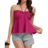 image:imageTube Tops for Women Strapless Tie Front Ruched Tops Peplum Flared Hem Casual Bandeau TopRose Red