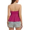 image:imageTube Tops for Women Strapless Tie Front Ruched Tops Peplum Flared Hem Casual Bandeau TopRose Red