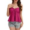 image:imageTube Tops for Women Strapless Tie Front Ruched Tops Peplum Flared Hem Casual Bandeau TopRose Red