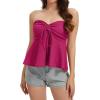 image:imageTube Tops for Women Strapless Tie Front Ruched Tops Peplum Flared Hem Casual Bandeau TopRose Red