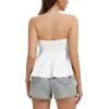 image:imageTube Tops for Women Strapless Tie Front Ruched Tops Peplum Flared Hem Casual Bandeau TopWhite