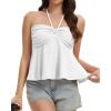 image:imageTube Tops for Women Strapless Tie Front Ruched Tops Peplum Flared Hem Casual Bandeau TopWhite