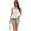 image:imageTube Tops for Women Strapless Tie Front Ruched Tops Peplum Flared Hem Casual Bandeau TopWhite