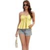 image:imageTube Tops for Women Strapless Tie Front Ruched Tops Peplum Flared Hem Casual Bandeau TopYellow