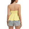 image:imageTube Tops for Women Strapless Tie Front Ruched Tops Peplum Flared Hem Casual Bandeau TopYellow