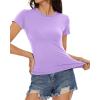 image:imageWomens Basic Tees Summer Short Sleeve Shirts Slim Fit Tight T Shirt Going Out Tops01light Purple