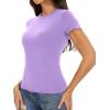 image:imageWomens Basic Tees Summer Short Sleeve Shirts Slim Fit Tight T Shirt Going Out Tops01light Purple