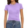 image:imageWomens Basic Tees Summer Short Sleeve Shirts Slim Fit Tight T Shirt Going Out Tops01light Purple