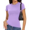 image:imageWomens Basic Tees Summer Short Sleeve Shirts Slim Fit Tight T Shirt Going Out Tops01light Purple