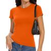image:imageWomens Basic Tees Summer Short Sleeve Shirts Slim Fit Tight T Shirt Going Out Tops01orange