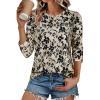 image:imageCHICGAL Women 34 Sleeve Shirts Casual Dressy Crew Neck Tunic Tops Basic Blouse Loose FitApricot Floral