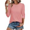 image:imageCHICGAL Women 34 Sleeve Shirts Casual Dressy Crew Neck Tunic Tops Basic Blouse Loose FitB Coral