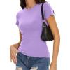 image:imageWomens Basic Tees Summer Short Sleeve Shirts Slim Fit Tight T Shirt Going Out Tops01light Purple