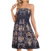 image:imageCHICGAL Summer Dresses for Women Beach Cover Ups Strapless Boho Floral Print SundressBlack Gray Boho Print