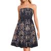 image:imageCHICGAL Summer Dresses for Women Beach Cover Ups Strapless Boho Floral Print SundressBlack Gray Boho Print