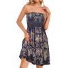 image:imageCHICGAL Summer Dresses for Women Beach Cover Ups Strapless Boho Floral Print SundressBlack Gray Boho Print