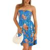 image:imageCHICGAL Summer Dresses for Women Beach Cover Ups Strapless Boho Floral Print SundressBlue Sun Flowers