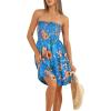 image:imageCHICGAL Summer Dresses for Women Beach Cover Ups Strapless Boho Floral Print SundressBlue Sun Flowers