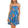 image:imageCHICGAL Summer Dresses for Women Beach Cover Ups Strapless Boho Floral Print SundressBlue Sun Flowers