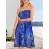 image:imageCHICGAL Summer Dresses for Women Beach Cover Ups Strapless Boho Floral Print SundressBoho Summer Blue Flower