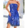image:imageCHICGAL Summer Dresses for Women Beach Cover Ups Strapless Boho Floral Print SundressBoho Summer Blue Flower