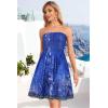 image:imageCHICGAL Summer Dresses for Women Beach Cover Ups Strapless Boho Floral Print SundressBoho Summer Blue Flower
