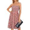 image:imageCHICGAL Summer Dresses for Women Beach Cover Ups Strapless Boho Floral Print SundressRed Floral Print