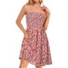 image:imageCHICGAL Summer Dresses for Women Beach Cover Ups Strapless Boho Floral Print SundressRed Floral Print