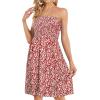 image:imageCHICGAL Summer Dresses for Women Beach Cover Ups Strapless Boho Floral Print SundressRed Floral Print