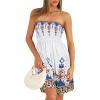 image:imageCHICGAL Summer Dresses for Women Beach Cover Ups Strapless Boho Floral Print SundressWhite Boho Printed
