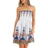 image:imageCHICGAL Summer Dresses for Women Beach Cover Ups Strapless Boho Floral Print SundressWhite Boho Printed
