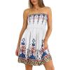image:imageCHICGAL Summer Dresses for Women Beach Cover Ups Strapless Boho Floral Print SundressWhite Boho Printed